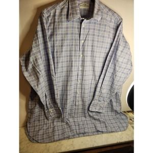 DEGE & SKINNER Savile Row Blue Long Sleeve Button Down Shirt Adult 3XL Plaid